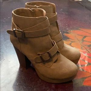 Tan heeled booties